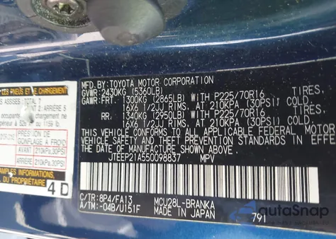 2005 Toyota Highlander Limited z USA, uszkodzony, nr VIN JTEEP21A550098837